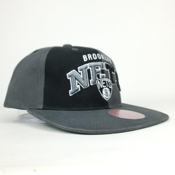 Brooklyn Nets Mitchell & Ness NBA Deadstock Snapback Hat 3D‎ Logo Gray Black Cap - Picture 4 of 9